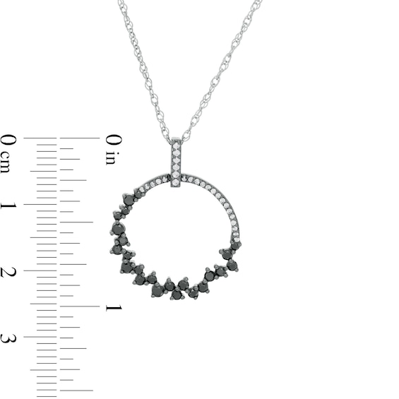 0.45 CT. T.W. Enhanced Black and White Diamond Scattered Circle Outline Pendant in 10K White Gold and Black Rhodium