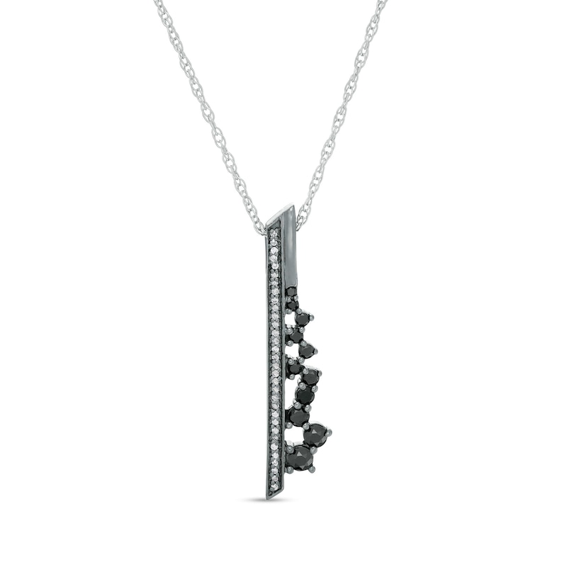 CT. T.W. Enhanced Black and White Diamond Vertical Bar Scatter Pendant in Sterling Silver and Black Rhodium