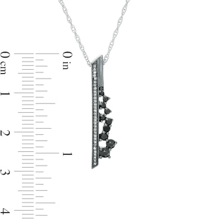 CT. T.W. Enhanced Black and White Diamond Vertical Bar Scatter Pendant in Sterling Silver and Black Rhodium