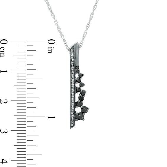 CT. T.W. Enhanced Black and White Diamond Vertical Bar Scatter Pendant in Sterling Silver and Black Rhodium