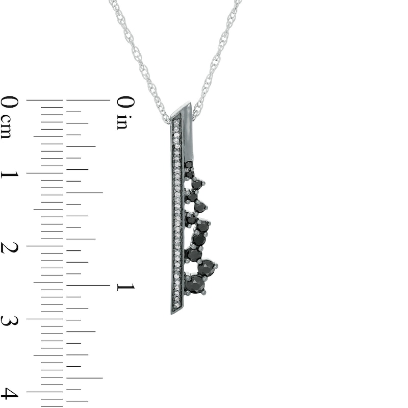 CT. T.W. Enhanced Black and White Diamond Vertical Bar Scatter Pendant in Sterling Silver and Black Rhodium