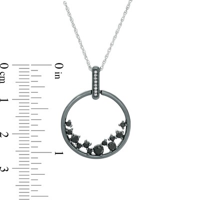 0.29 CT. T.W. Enhanced Black and White Diamond Scatter Circle Pendant in Sterling Silver and Black Rhodium