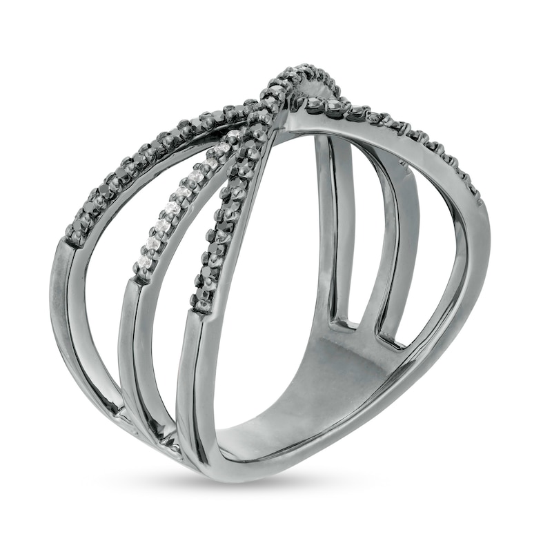 0.23 CT. T.W. Enhanced Black and White Diamond Orbit Ring in Sterling Silver with Black Rhodium|Peoples Jewellers