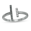 Thumbnail Image 0 of 0.085 CT. T.W. Enhanced Black and White Diamond Double Bar Open Ring in Sterling Silver with Black Rhodium