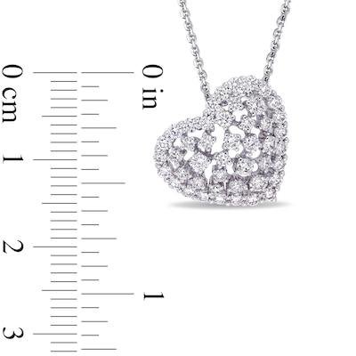 CT. T.W. Diamond Scattered Tilted Heart Pendant in 14K White Gold (H/SI2