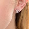 Diamond Accent Beaded Ribbon Heart Stud Earrings in Sterling Silver