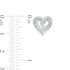 Thumbnail Image 2 of Diamond Accent Beaded Ribbon Heart Stud Earrings in Sterling Silver