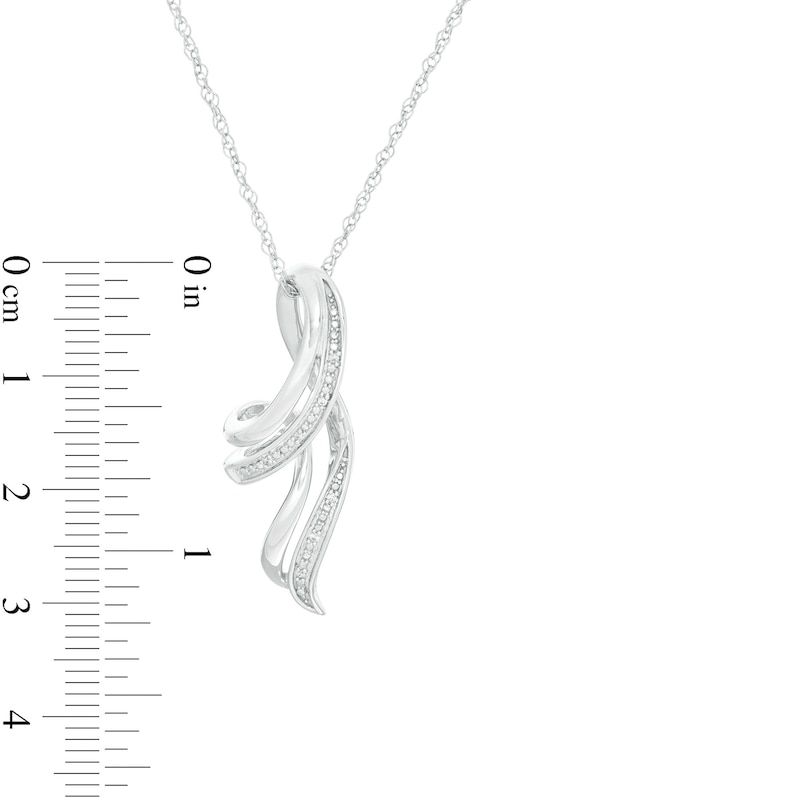 Diamond Accent Looping Ribbon Pendant in Sterling Silver|Peoples Jewellers