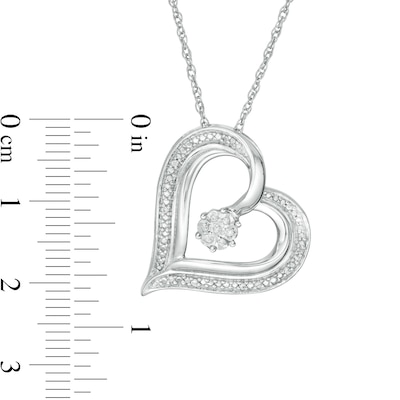 Multi-Diamond Accent Heart Pendant in Sterling Silver