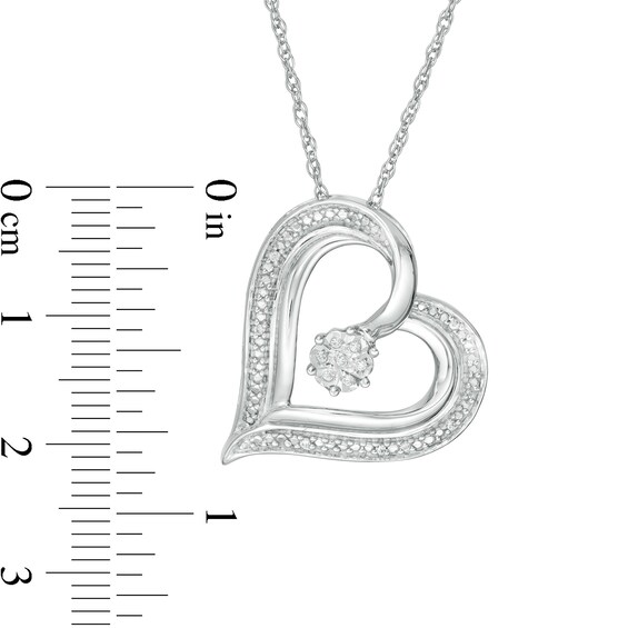 Multi-Diamond Accent Heart Pendant in Sterling Silver