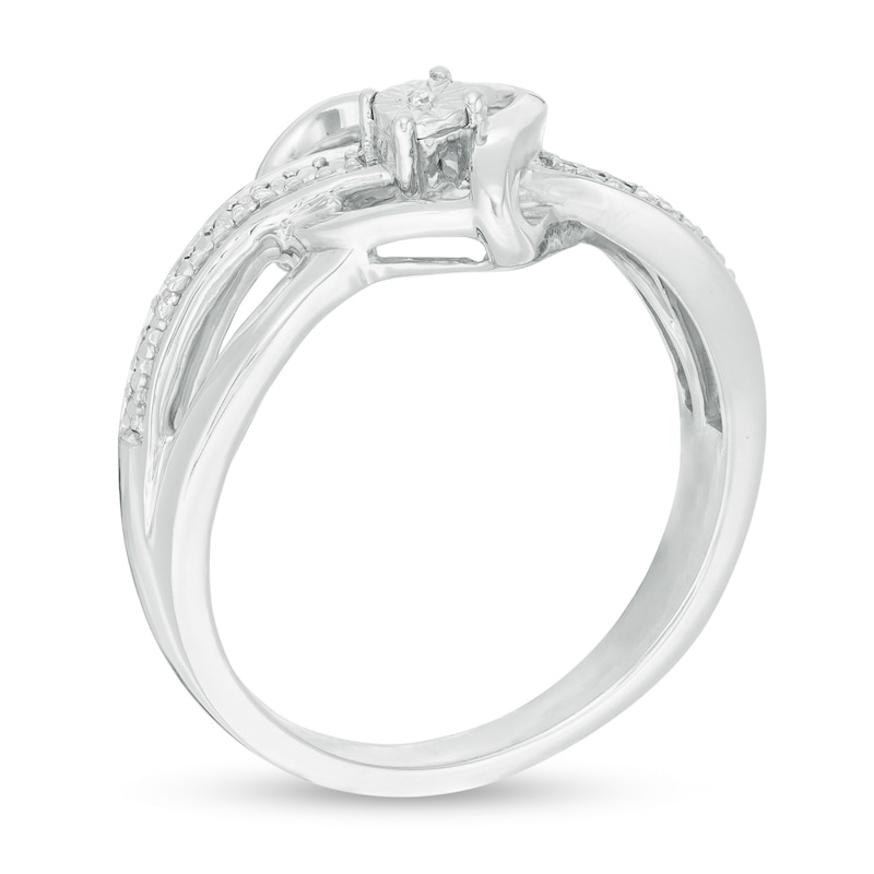 Diamond Accent Ribbon Heart Crossover Ring in Sterling Silver|Peoples Jewellers