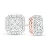 1.23 CT. T.W. Multi-Diamond Cushion Frame Stud Earrings in 10K Rose Gold