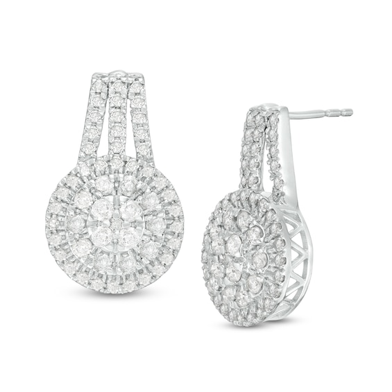 1.45 CT. T.W. Composite Diamond Double Frame Drop Earrings in 10K Gold