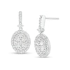 Thumbnail Image 0 of 0.95 CT. T.W. Oval Composite Diamond Frame Drop Earrings in 10K White Gold