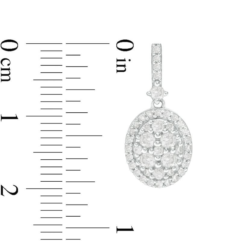 0.95 CT. T.W. Oval Composite Diamond Frame Drop Earrings in 10K White Gold|Peoples Jewellers