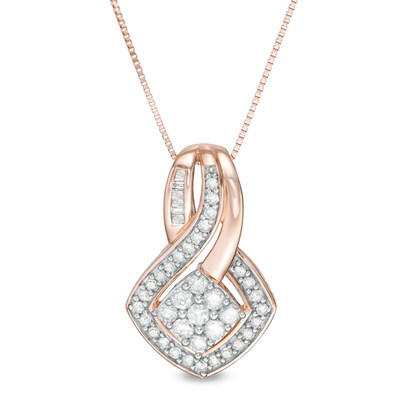 0.45 CT. T.W. Composite Diamond Tilted Square Pendant in 10K Rose Gold