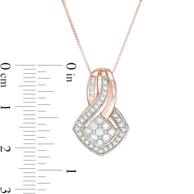 0.45 CT. T.W. Composite Diamond Tilted Square Pendant in 10K Rose Gold