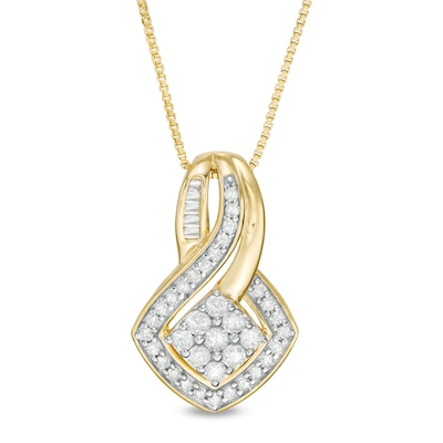 0.45 CT. T.W. Composite Diamond Tilted Square Pendant in 10K Gold