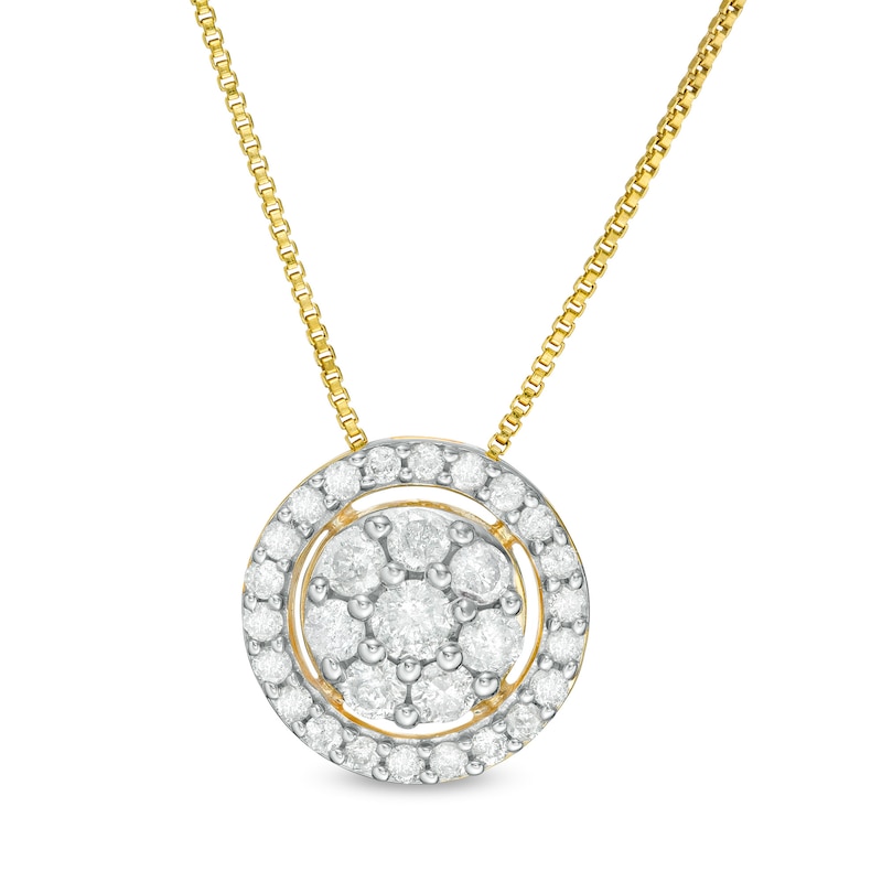 0.69 CT. T.W. Composite Diamond Frame Pendant in 10K Gold | Peoples ...