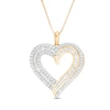 Thumbnail Image 1 of 0.95 CT. T.W. Baguette and Round Diamond Double Row Heart Pendant in 10K Gold