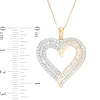 Thumbnail Image 3 of 0.95 CT. T.W. Baguette and Round Diamond Double Row Heart Pendant in 10K Gold