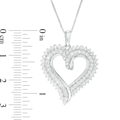 0.95 CT. T.W. Diamond Double Row Shadow Heart Pendant in 10K White Gold