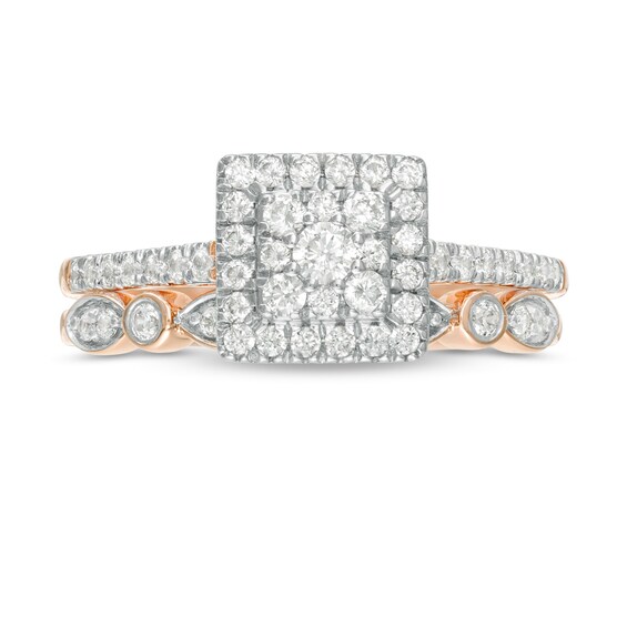 CT. T.W. Composite Square-Shaped Diamond Art Deco Bridal Set in 10K Rose Gold