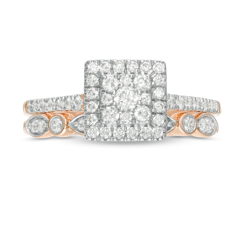 CT. T.W. Composite Square-Shaped Diamond Art Deco Bridal Set in 10K Rose Gold|Peoples Jewellers