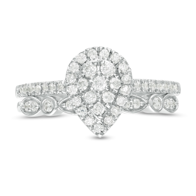 CT. T.W. Composite Pear-Shaped Diamond Art Deco Bridal Set in 10K Gold|Peoples Jewellers