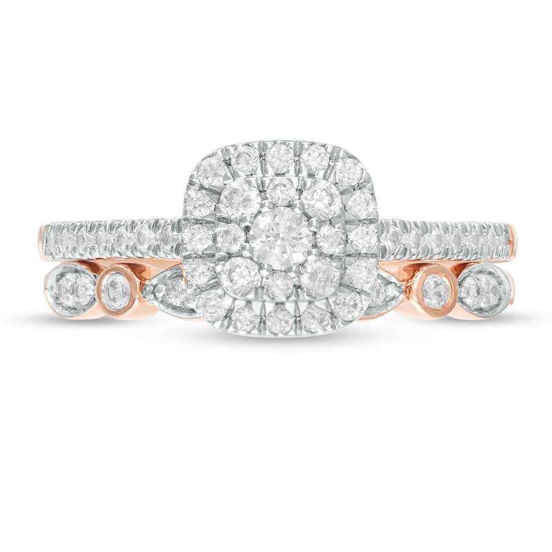 CT. T.W. Composite Cushion-Shaped Diamond Art Deco Bridal Set in 10K Rose Gold|Peoples Jewellers