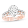 0.45 CT. T.W. Pear-Shaped Multi-Diamond Art Deco Bridal Set in 10K Rose Gold