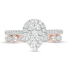 0.45 CT. T.W. Pear-Shaped Multi-Diamond Art Deco Bridal Set in 10K Rose Gold