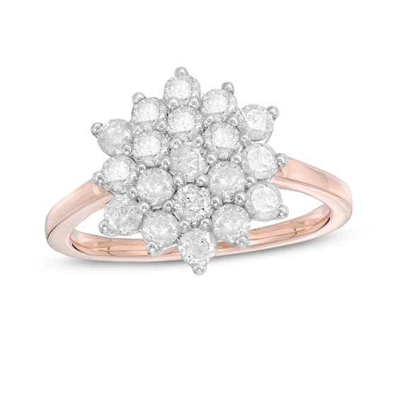 1.23 CT. T.W. Composite Diamond Flower Ring in 10K Rose Gold