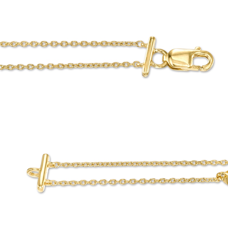 Main Image 3 of 0.23 CT. T.W. Pear-Shaped Diamond Station Double Strand Bracelet in 10K Gold - 7.25&quot;