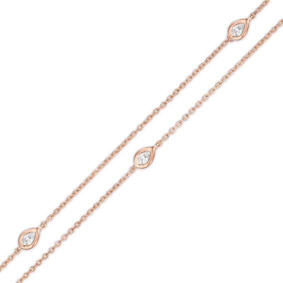 0.23 CT. T.W. Pear-Shaped Diamond Station Double Strand Bracelet in 10K Rose Gold - 7.25"