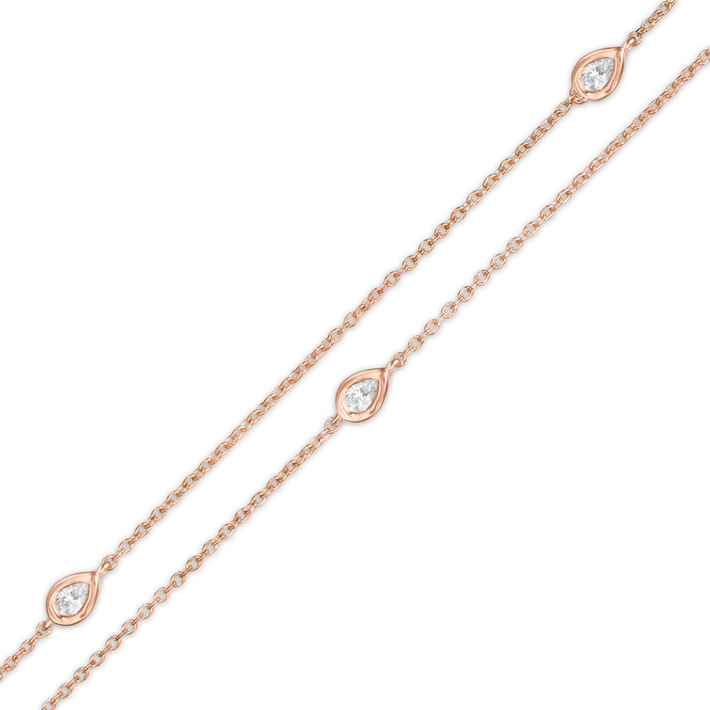 0.23 CT. T.W. Pear-Shaped Diamond Station Double Strand Bracelet in 10K Rose Gold - 7.25"|Peoples Jewellers