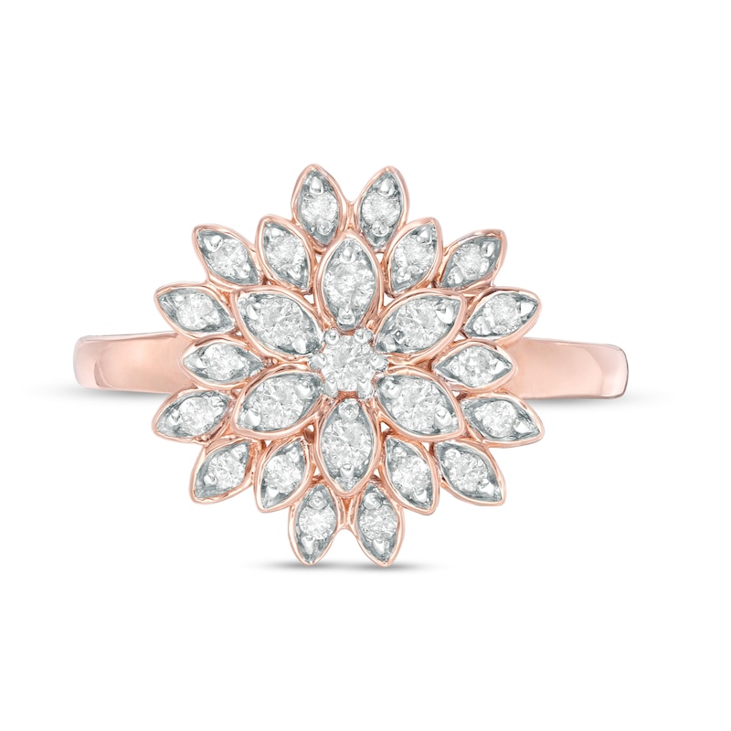 0.37 CT. T.W. Diamond Layered Flower Ring in 10K Rose Gold|Peoples Jewellers