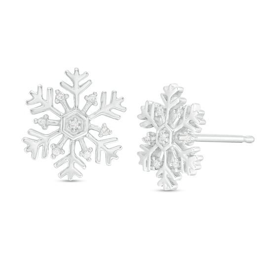 0.05 CT. T.W. Diamond Snowflake Stud Earrings in Sterling Silver