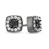 0.37 CT. T.W. Enhanced Black and White Diamond Cushion Frame Stud Earrings in 10K White Gold with Black Rhodium