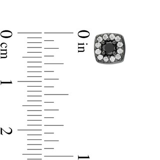 0.37 CT. T.W. Enhanced Black and White Diamond Cushion Frame Stud Earrings in 10K White Gold with Black Rhodium