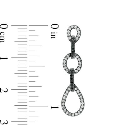 0.37 CT. T.W. Enhanced Black and White Diamond Link Drop Earrings in 10K White Gold with Black Rhodium