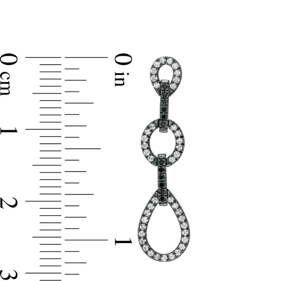 0.37 CT. T.W. Enhanced Black and White Diamond Link Drop Earrings in 10K White Gold with Black Rhodium