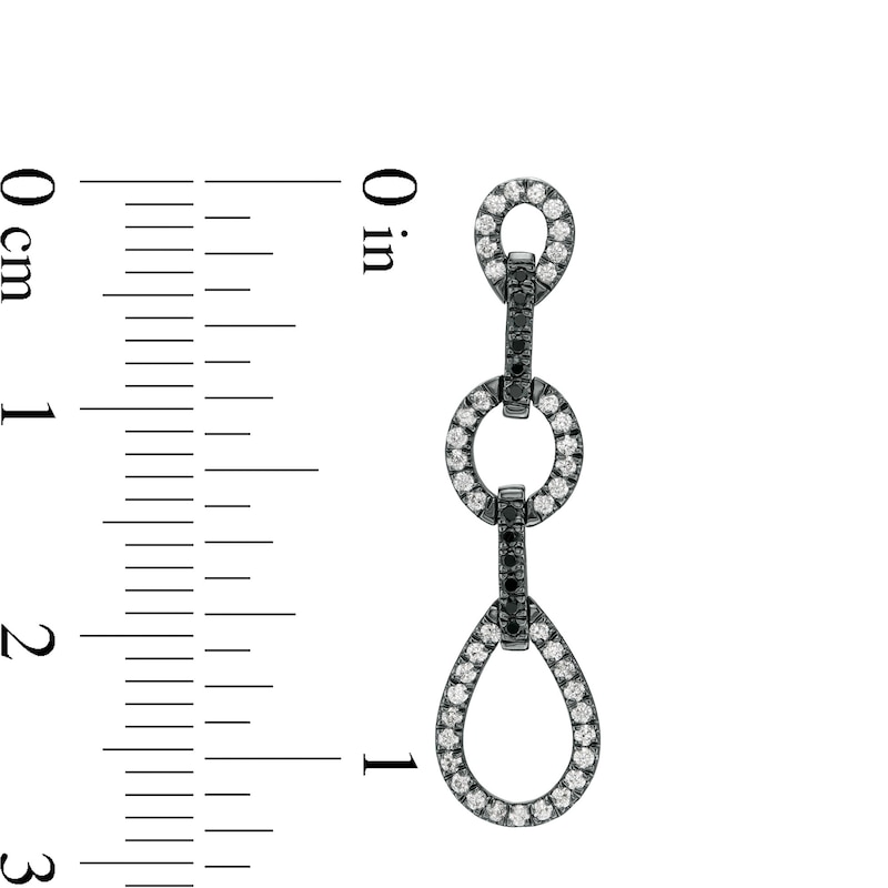 0.37 CT. T.W. Enhanced Black and White Diamond Link Drop Earrings in 10K White Gold with Black Rhodium|Peoples Jewellers