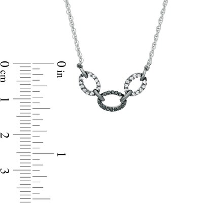 0.18 CT. T.W. Enhanced Black and White Diamond Three Chain Link Necklace in Sterling Silver and Black Rhodium