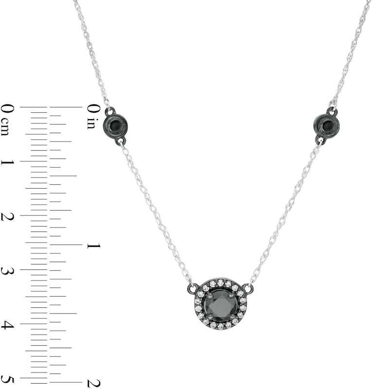 1.29 CT. T.W. Enhanced Black and White Diamond Frame Station Necklace in 10K White Gold and Black Rhodium|Peoples Jewellers