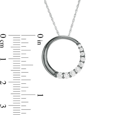 0.45 CT. T.W. Journey Diamond Circle Pendant in 10K White Gold and Black Rhodium