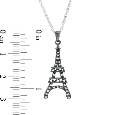 0.085 CT. T.W. Diamond Eiffel Tower Pendant in Sterling Silver and Black Rhodium