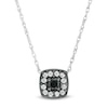 0.23 CT. T.W. Enhanced Black and White Diamond Cushion Frame Pendant in 10K White Gold and Black Rhodium