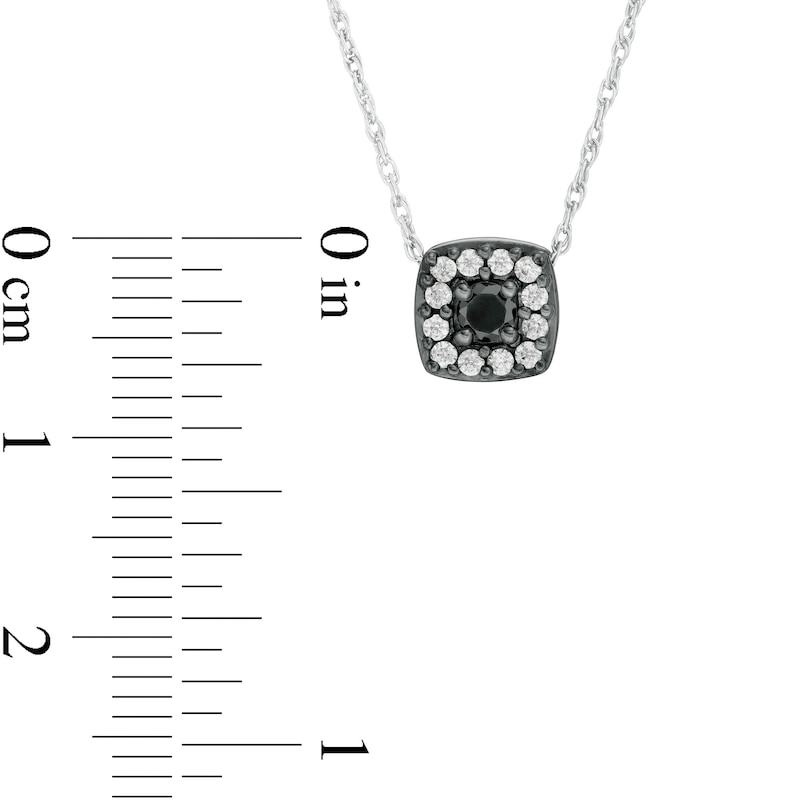 0.23 CT. T.W. Enhanced Black and White Diamond Cushion Frame Pendant in 10K White Gold and Black Rhodium|Peoples Jewellers
