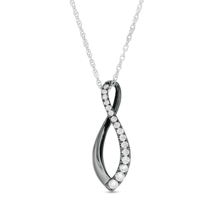 0.29 CT. T.W. Journey Diamond Infinity Pendant in 10K White Gold and Black Rhodium